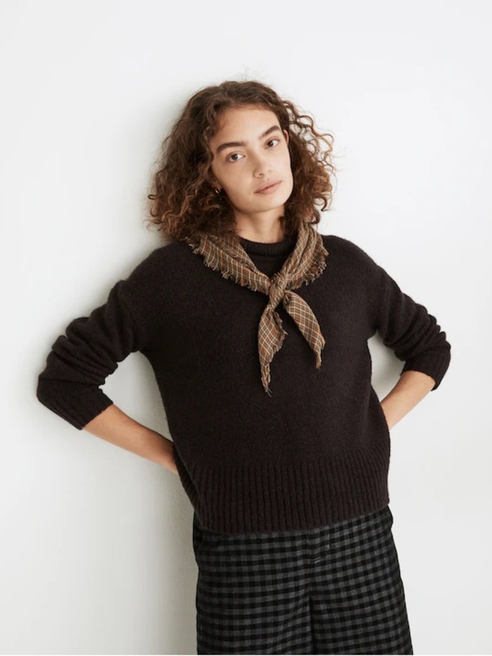 Madewell Fulton Roll Neck Pullover Sweater Women M Dark Brown Wool Alpaca Blend